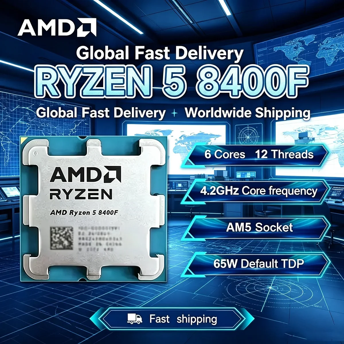 AMD Ryzen 5 8400F R5 8400f Desktop computer CPU processor New DDR5 6-Cores 12-Threads 4.7GHz PCIe 4.0 with Socket AM5 but no fan
AMD Ryzen 5 8400F R5 8400f Desktop computer CPU processor New DDR5 6-Cores 12-Threads 4.7GHz PCIe 4.0 with Socket AM5 but no fan