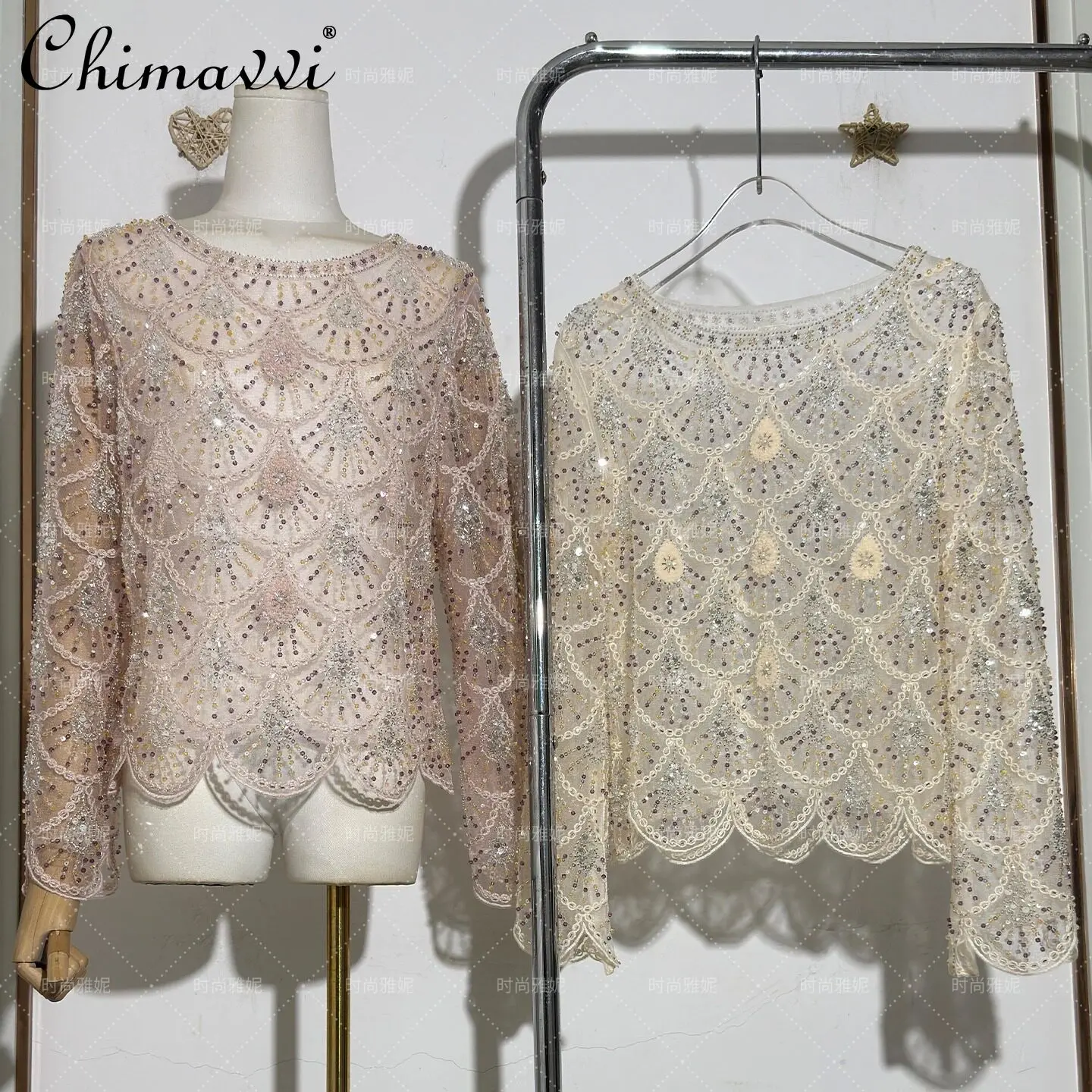 Fashion Luxurious Sequin Pearl Lace Blouse Women 2026 Spring Summer New Long Sleeve Round Neck Slim Fit Elegant Socialite Top
Fashion Luxurious Sequin Pearl Lace Blouse Women 2026 Spring Summer New Long Sleeve Round Neck Slim Fit Elegant Socialite Top