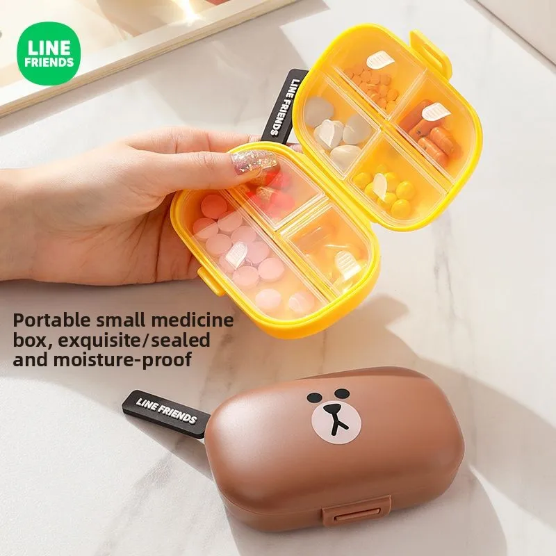 LINE FRIENDS Brown cartoon cute segmented sealed pill box mini portable moisture-proof medicine organizer anime wholesale
LINE FRIENDS Brown cartoon cute segmented sealed pill box mini portable moisture-proof medicine organizer anime wholesale