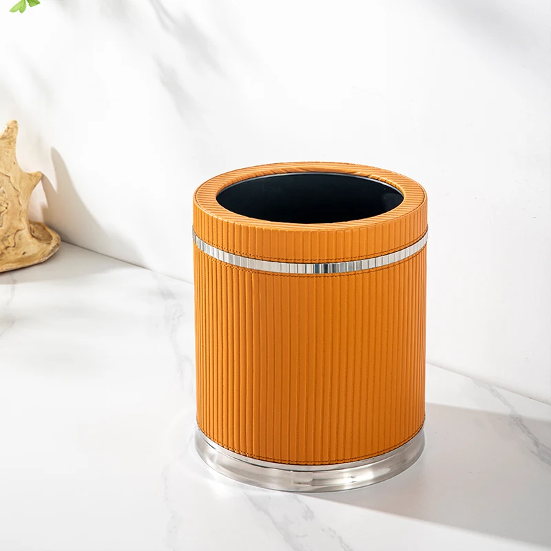 Stainless Steel & Leather Trash Bin, Decorative Office Waste Basket, Luxury Paper Bin, Stylish Home Garbage Container for home
Stainless Steel & Leather Trash Bin, Decorative Office Waste Basket, Luxury Paper Bin, Stylish Home Garbage Container for home