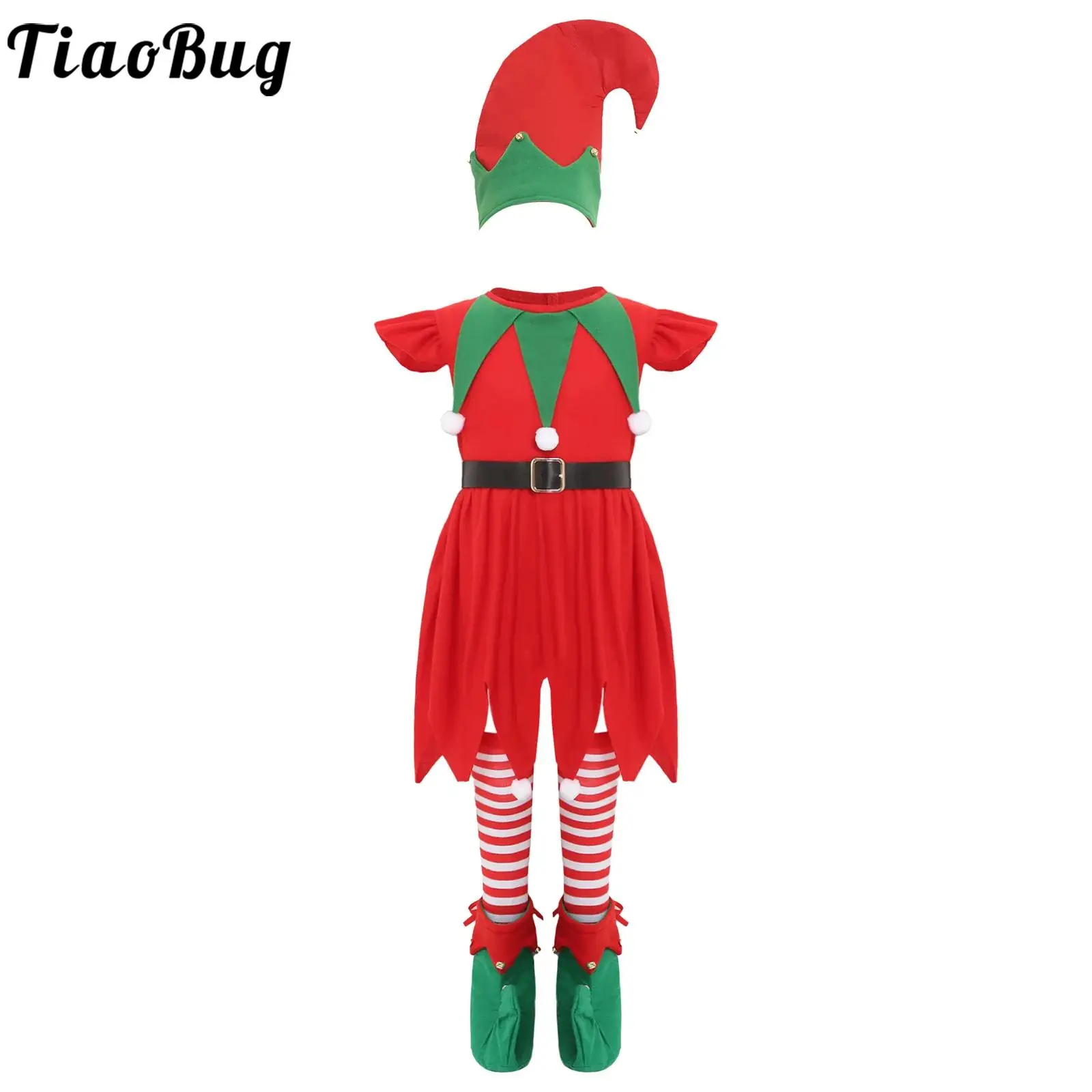 Girls Santa Christmas Elf Costume Set Helper Dress Fly Sleeve Jagged Hem Dress with Belt Socks Hat Shoes Girl Xmas Elf Dress-up
Girls Santa Christmas Elf Costume Set Helper Dress Fly Sleeve Jagged Hem Dress with Belt Socks Hat Shoes Girl Xmas Elf Dress-up