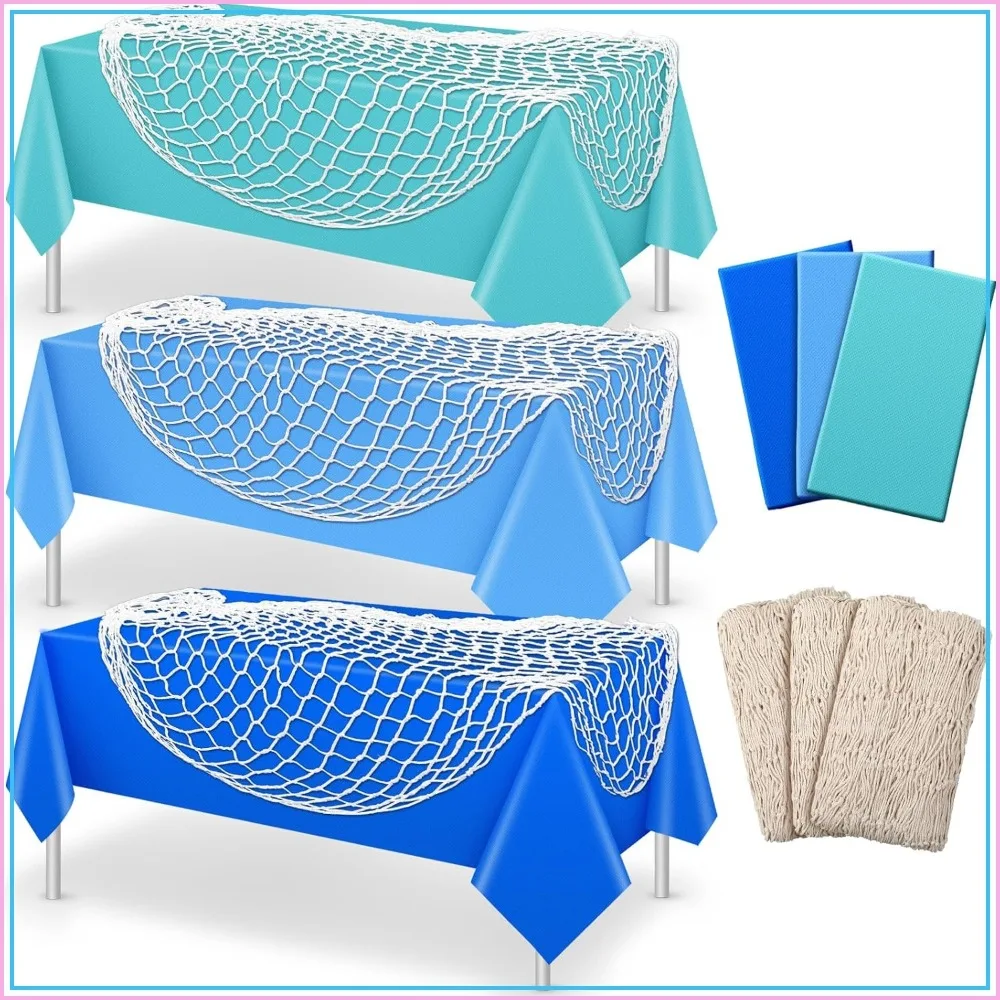 6 Pcs Fish Net Decorative and Tablecloth Set, Cotton Fishnet and Plastic Table Cover for Nautical Themed Party, Pirate Decorations, Mermaid Party
6 Pcs Fish Net Decorative and Tablecloth Set, Cotton Fishnet and Plastic Table Cover for Nautical Themed Party, Pirate Decorations, Mermaid Party