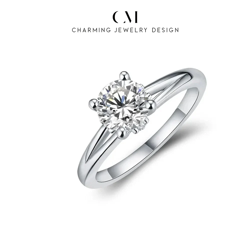 CHARMING 1 Carat D VVS1 Color Moissanite Ring For Women Top Quality 18K White Gold Plated 100% 925 Sterling Silver Fine Jewelry
CHARMING 1 Carat D VVS1 Color Moissanite Ring For Women Top Quality 18K White Gold Plated 100% 925 Sterling Silver Fine Jewelry
