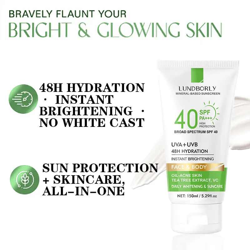 МИНЕРАЛЬНОЙ БАЗОВАННЫЙ SUNSCREEN Широкий спектр защиты UVB/UVA · Увлажнение 48 часов для лица и тела · Осветление и защита от солнца
МИНЕРАЛЬНОЙ БАЗОВАННЫЙ SUNSCREEN Широкий спектр защиты UVB/UVA · Увлажнение 48 часов для лица и тела · Осветление и защита от солнца