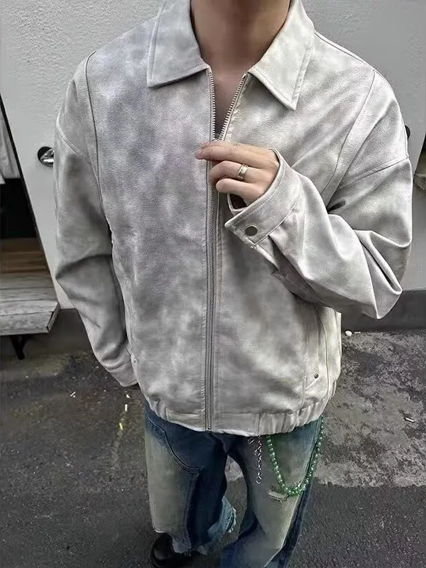 American Sli Dyeing Leather Jaet Men's High-End Cleanfit Trendy ort Motorcycle Jaet Loose Fit No Fur Collar PU Mate...
American Sli Dyeing Leather Jaet Men's High-End Cleanfit Trendy ort Motorcycle Jaet Loose Fit No Fur Collar PU Mate...