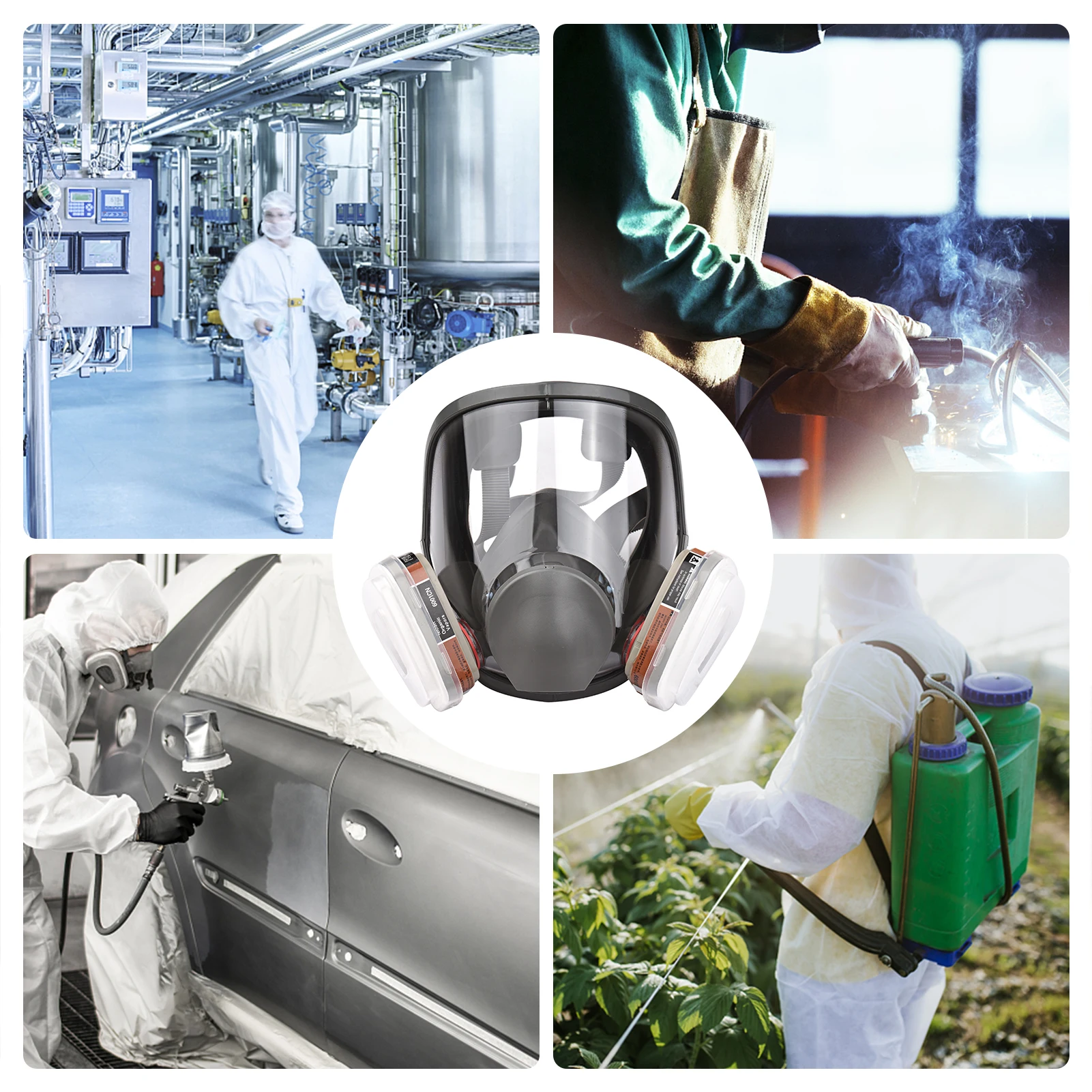 Reusable Full Face Respirator Full Face Cover 16 in 1 Gas Cover Organic Vapor Respirator Wide Field of View for Painting Machine
Reusable Full Face Respirator Full Face Cover 16 in 1 Gas Cover Organic Vapor Respirator Wide Field of View for Painting Machine