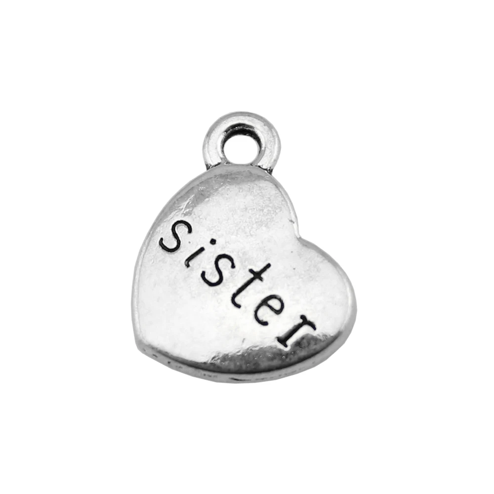 Wholesale 60pcs/bag 15x18mm Antique Gold Color Antique Silver Color Antique Bronze Family Sister Heart Charm Sister Charm
Wholesale 60pcs/bag 15x18mm Antique Gold Color Antique Silver Color Antique Bronze Family Sister Heart Charm Sister Charm