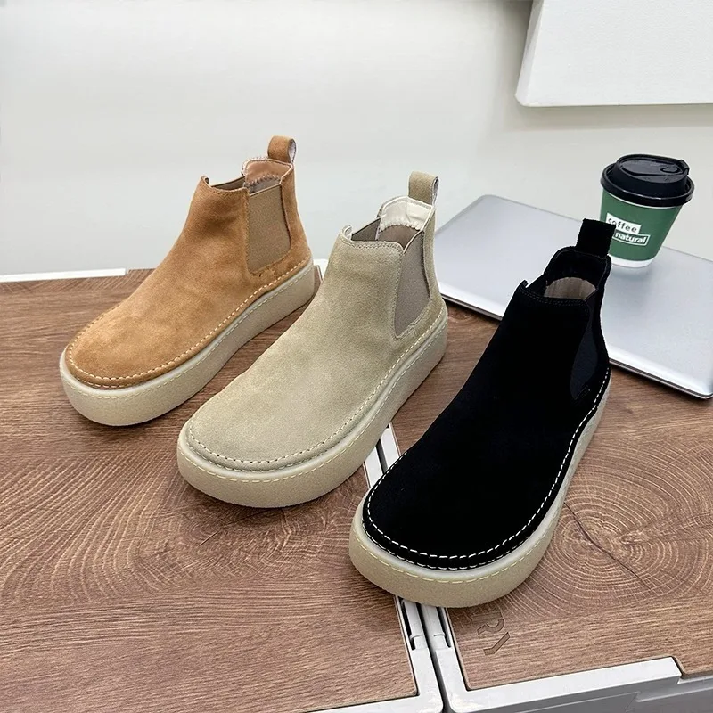 High Top Shoes Men's Boots Cow Suede Thick Sole Casual Work Fashion Autumn Winter Round Toe Autumn Winter Snow Ankle Boots Male
High Top Shoes Men's Boots Cow Suede Thick Sole Casual Work Fashion Autumn Winter Round Toe Autumn Winter Snow Ankle Boots Male