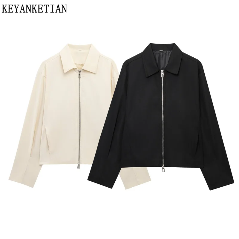 KEYANKETIAN Spring/Autumn New Women's Turn Down Collar Zipper Jacket Leisure style Double Pockets Loose Short Blazer Outerwear
KEYANKETIAN Spring/Autumn New Women's Turn Down Collar Zipper Jacket Leisure style Double Pockets Loose Short Blazer Outerwear