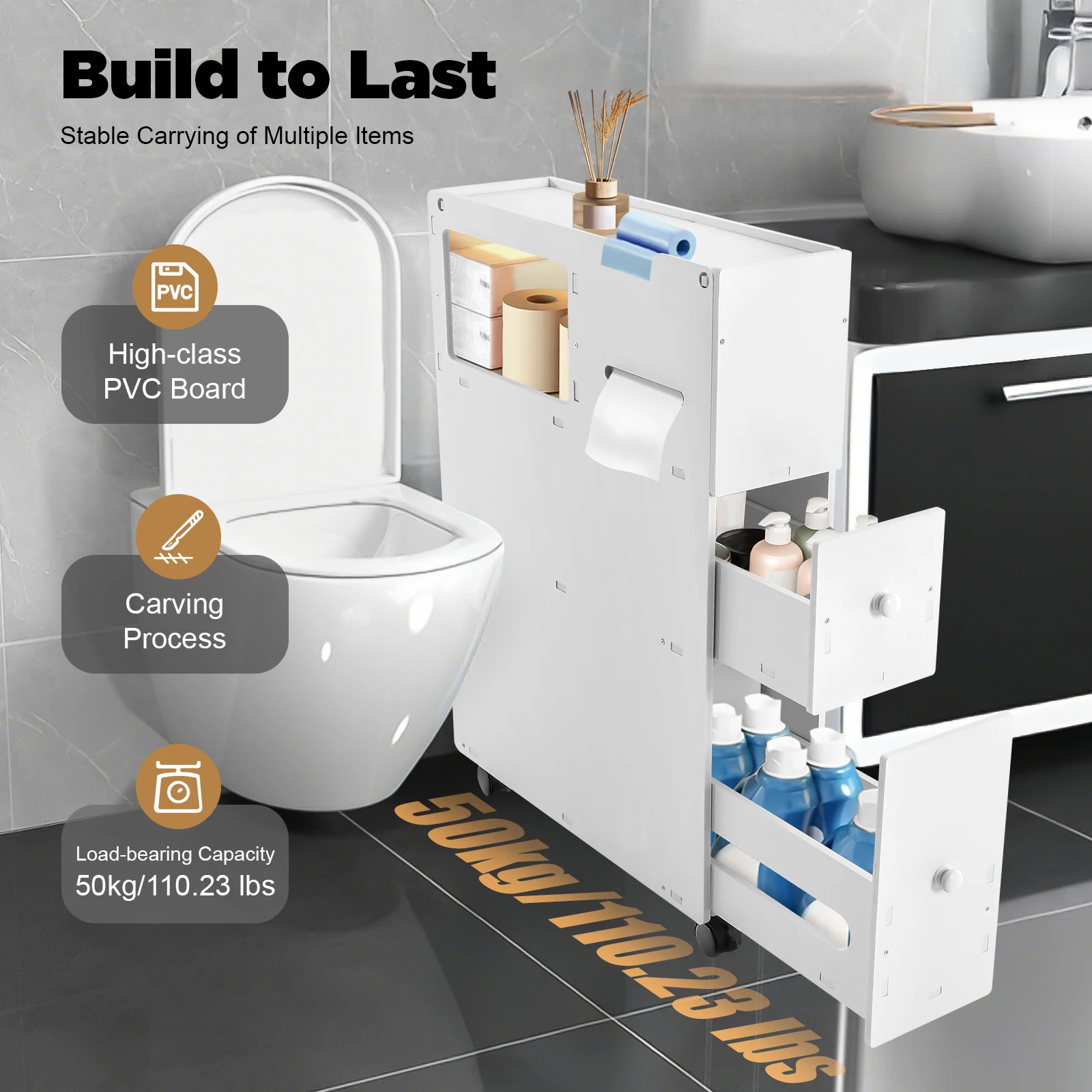 Bathroom Storage Rack Drawer Kitchen Bathroom Toilet Storage Cabinet Toilet Side Cabinet Seam Storage Cabinet Waterproof
Bathroom Storage Rack Drawer Kitchen Bathroom Toilet Storage Cabinet Toilet Side Cabinet Seam Storage Cabinet Waterproof