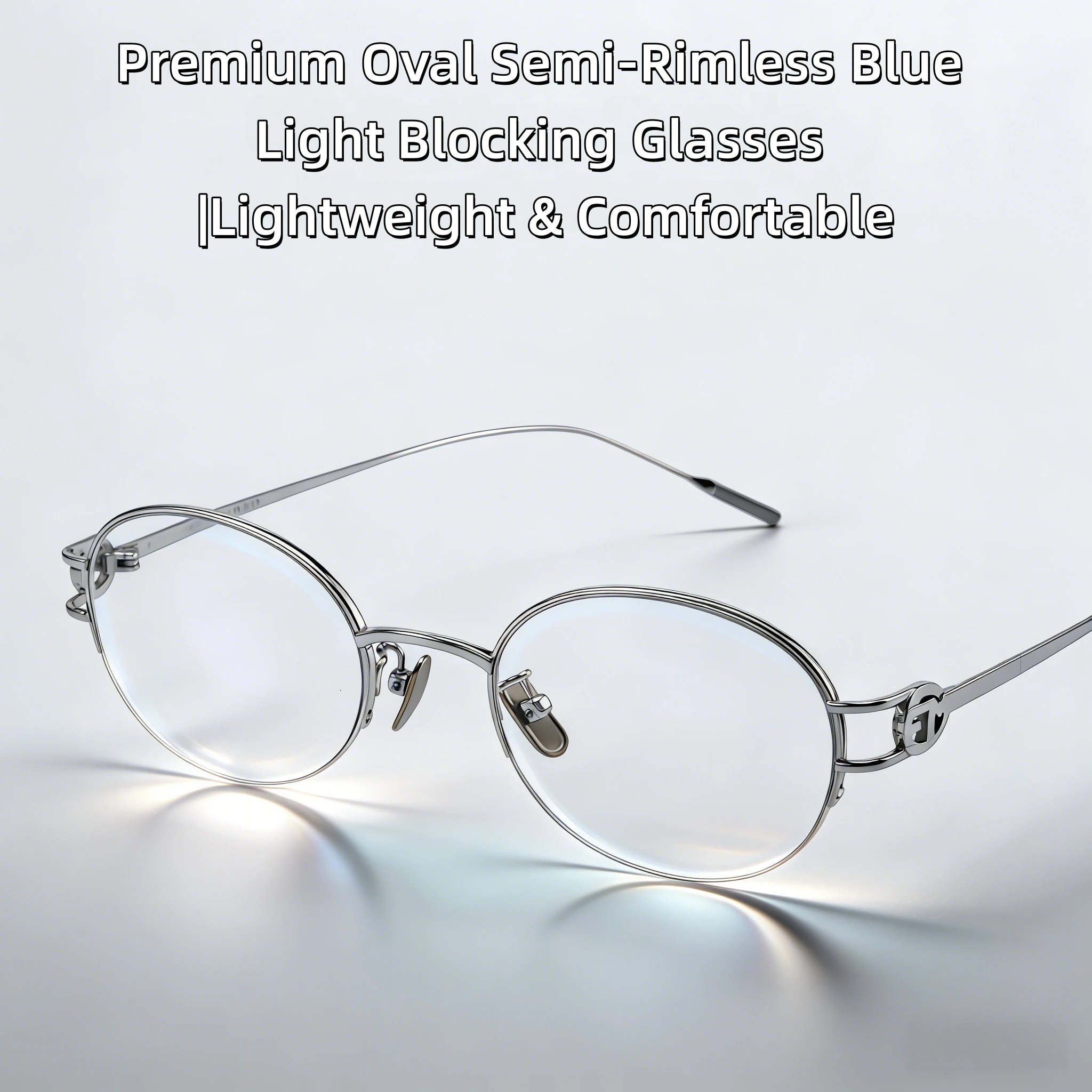 Premium Titanium Oval Semi-Rimless Blue Light Blocking Glasses for Women | Fakeme Inspired Stylish Eyewear | Prescription Ready
Premium Titanium Oval Semi-Rimless Blue Light Blocking Glasses for Women | Fakeme Inspired Stylish Eyewear | Prescription Ready