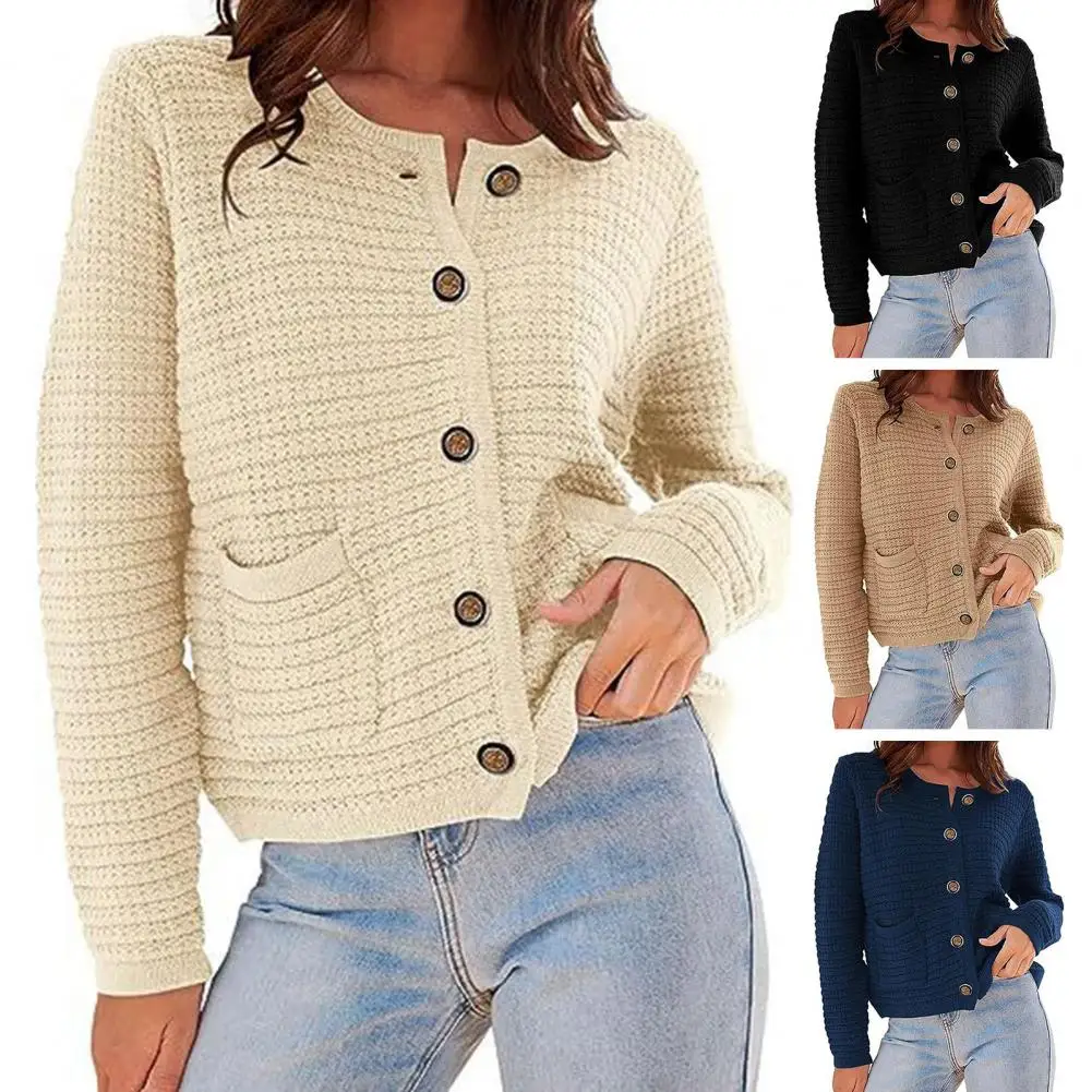 Women Fall Cardigan Stretchy Women Top Vintage Round Neck Knit Cardigan Soft Solid Color Lady Jacket with Pockets for Fall
Women Fall Cardigan Stretchy Women Top Vintage Round Neck Knit Cardigan Soft Solid Color Lady Jacket with Pockets for Fall