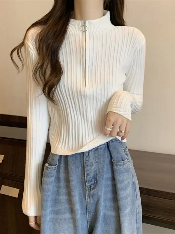 Soft Knitted Short Half-Zip Sweater Women's Slim Fit Autumn Winter Fashionable Base Shirt Commute Style Polyester Fabric
Soft Knitted Short Half-Zip Sweater Women's Slim Fit Autumn Winter Fashionable Base Shirt Commute Style Polyester Fabric