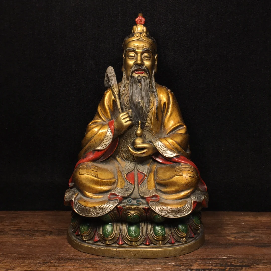 10"Tibetan Temple Collection Old Bronze Painted Lord Lao Zi Laotse lotus Taoism Ancestors platform Ornaments Worship Hall
10"Tibetan Temple Collection Old Bronze Painted Lord Lao Zi Laotse lotus Taoism Ancestors platform Ornaments Worship Hall