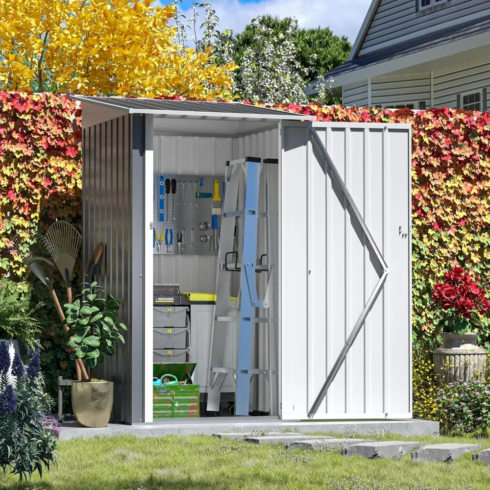 3x3 FT Outdoor Storage Shed, Garden Shed with Lockable Doors, Tool Sheds for Backyard Garden Patio Lawn, Grey 
3x3 FT Outdoor Storage Shed, Garden Shed with Lockable Doors, Tool Sheds for Backyard Garden Patio Lawn, Grey