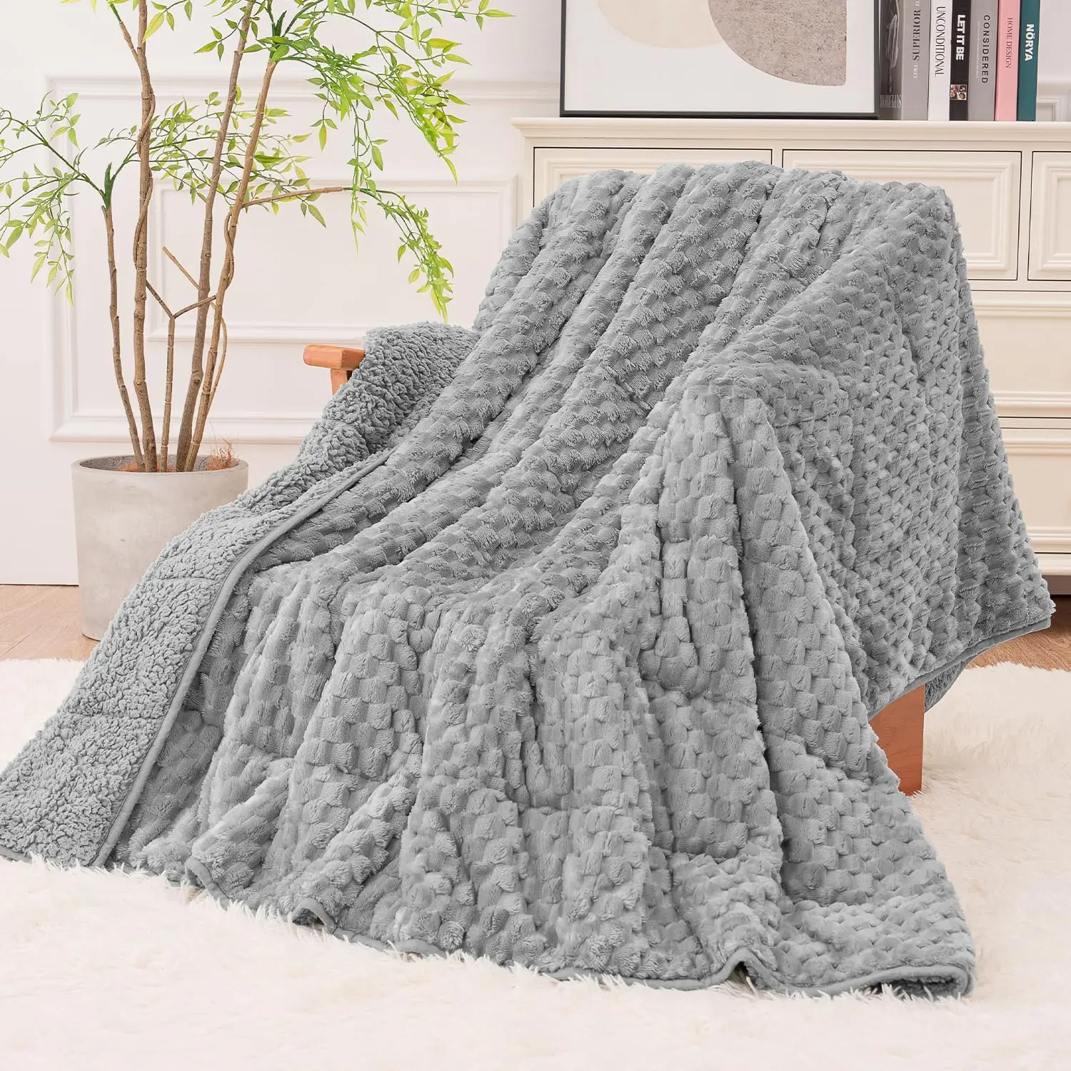15 lbs Weighted Blanket for Adults, Super Soft Fleece & Sherpa, Dual Sided Heavy Throw for Better Sleep, 60"x80" Grey
15 lbs Weighted Blanket for Adults, Super Soft Fleece & Sherpa, Dual Sided Heavy Throw for Better Sleep, 60"x80" Grey