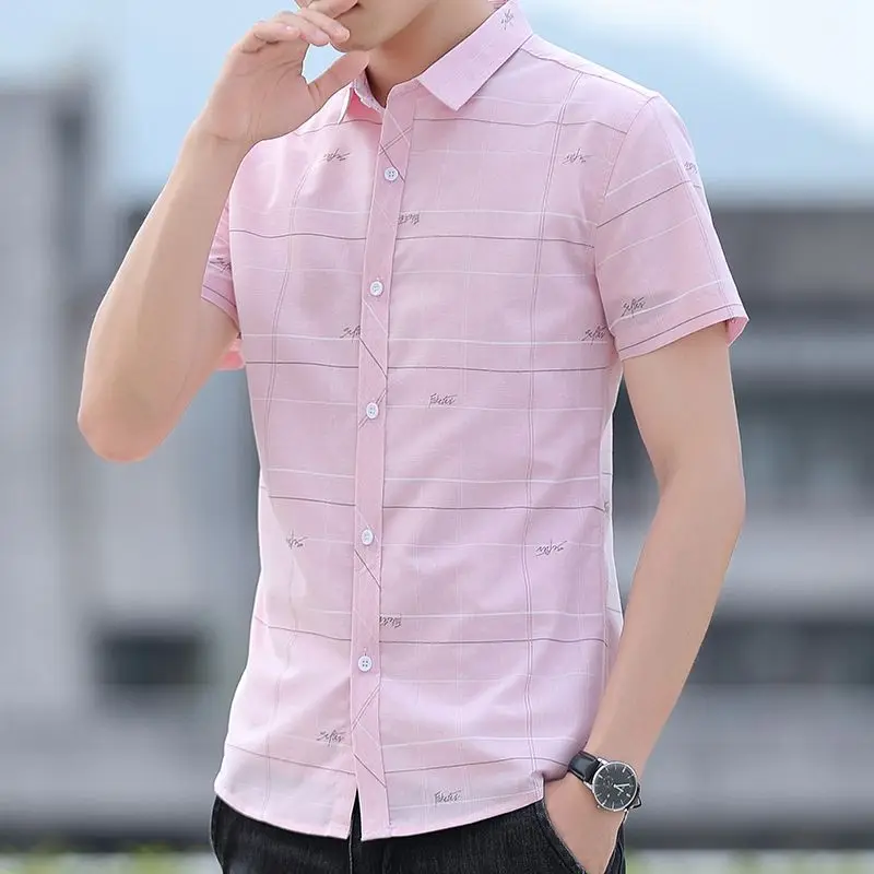 Mens Short Sleeve Plaid Print Slim Fit Casual Button Up Shirt
Mens Short Sleeve Plaid Print Slim Fit Casual Button Up Shirt