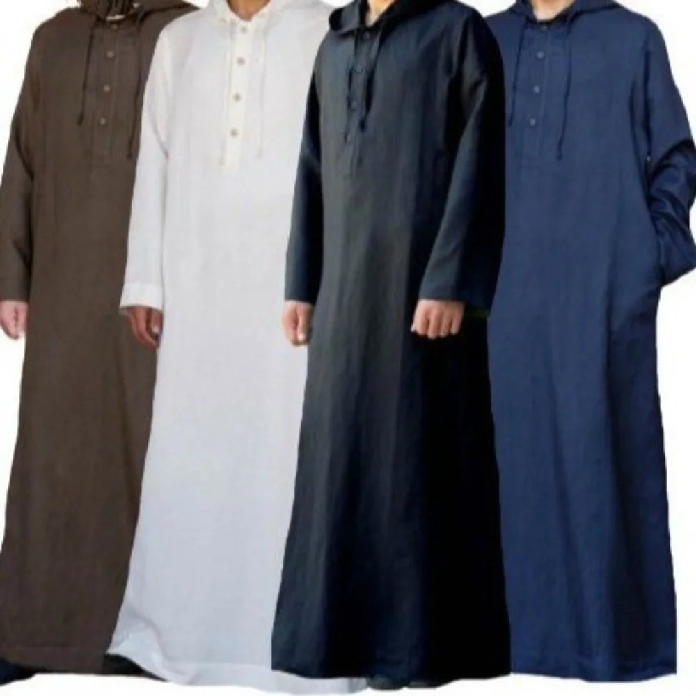 Muslim Robe Thobe Arabic Style Long Hooded Shirt Men's Traditional Costume for Cosplay
Muslim Robe Thobe Arabic Style Long Hooded Shirt Men's Traditional Costume for Cosplay