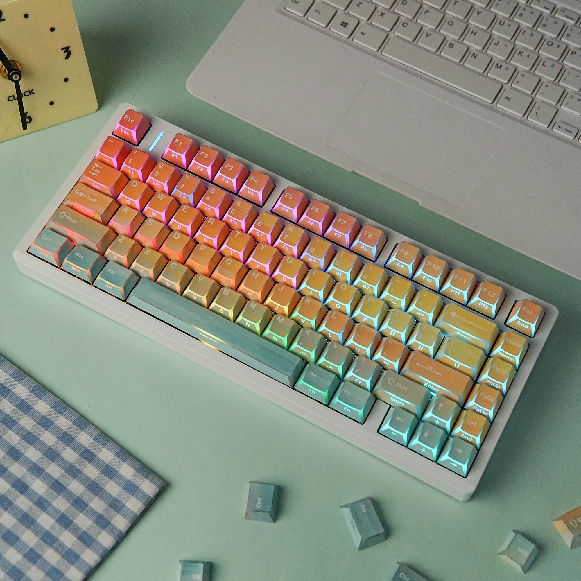 JCM Keycaps Keys PBT Side-Lighted Twilight-LAS Profile Keyboard Keycaps Korean Layout with Support for Hebrew Arabic