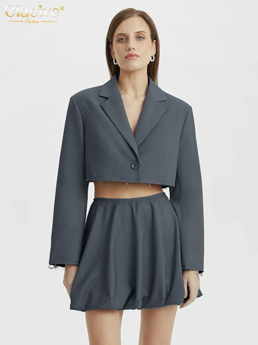 Clacive Fashion Loose Gray Women Two Pieces Set 2025 Elegant Long Sleeve Crop Top With High Waist Pleated Mini Skirt Set Female
Clacive Fashion Loose Gray Women Two Pieces Set 2025 Elegant Long Sleeve Crop Top With High Waist Pleated Mini Skirt Set Female