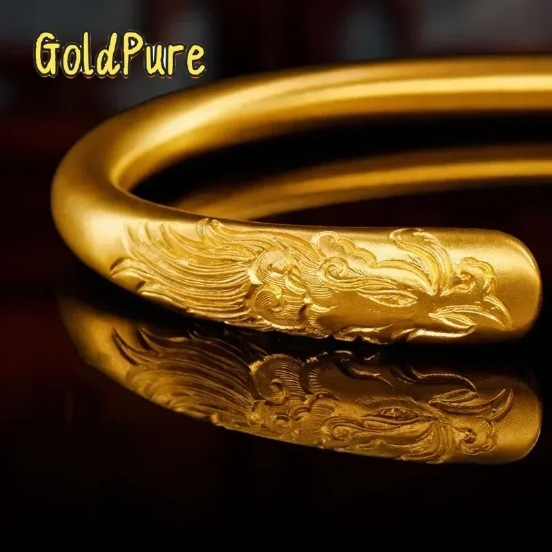 Goldpure Luxury 24K yellow gold 9999 real gold Longyue Fengming Ancient Method Engraved Bracelet Longfeng Jixiang Ladies Bracele
Goldpure Luxury 24K yellow gold 9999 real gold Longyue Fengming Ancient Method Engraved Bracelet Longfeng Jixiang Ladies Bracele