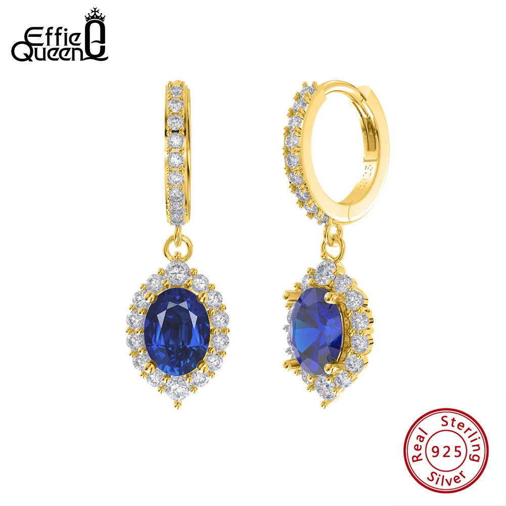 Effie Queen 925 Solid Sterling Silver 14k Gold 8A Oval Blue Zirconia Drop Earrings Luxury Jewelry for Women Wedding Party LZE05
Effie Queen 925 Solid Sterling Silver 14k Gold 8A Oval Blue Zirconia Drop Earrings Luxury Jewelry for Women Wedding Party LZE05