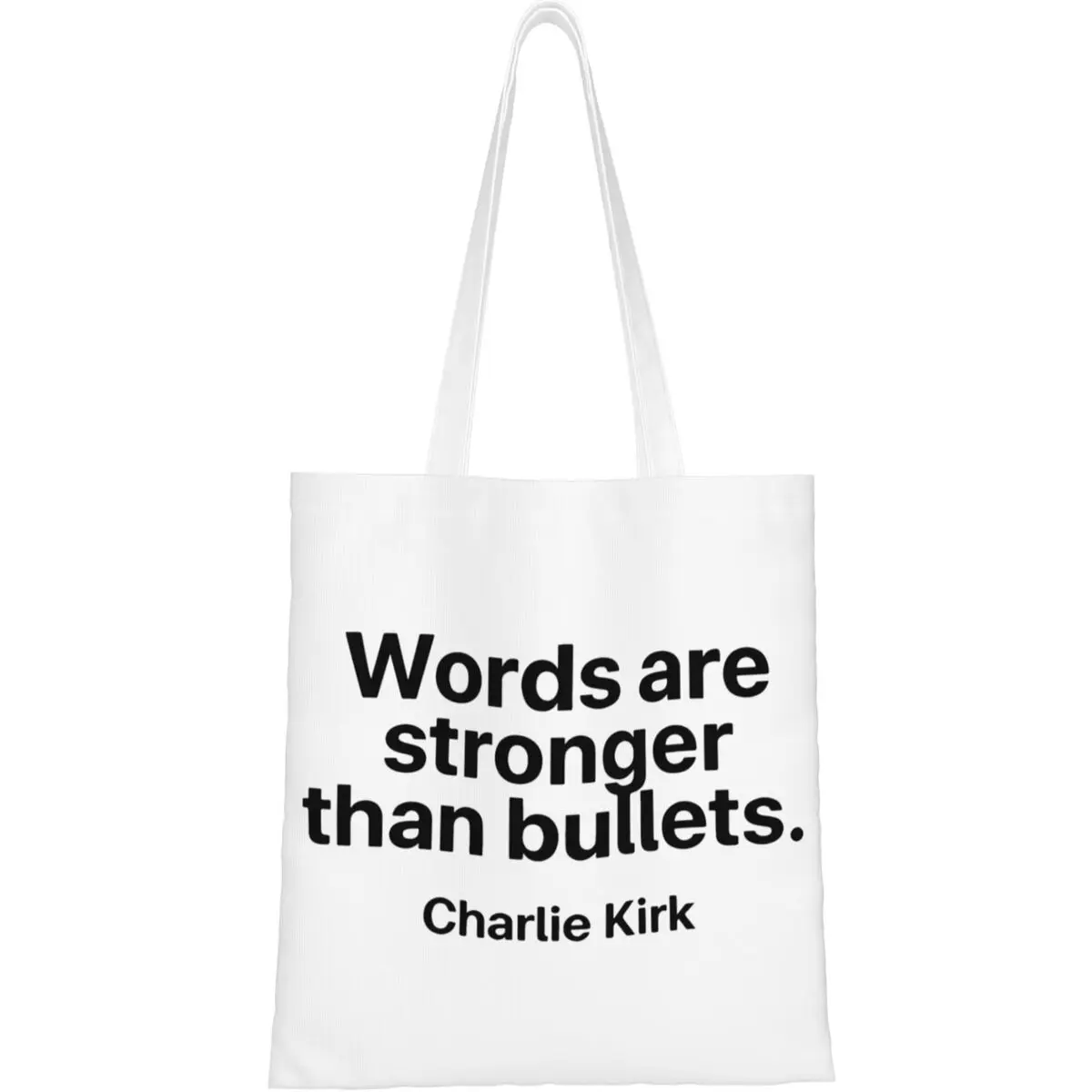 Words Are Stronger Than Bullets Shopper Bag Charlie Kirk Work Handbags Women Print Shoulder Bag Retro Cloth Tote Bag
Words Are Stronger Than Bullets Shopper Bag Charlie Kirk Work Handbags Women Print Shoulder Bag Retro Cloth Tote Bag