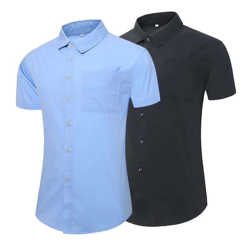 Summer Shirts for Men Short Sleeve Chest Pocket Casual White Black Social Shirt
Summer Shirts for Men Short Sleeve Chest Pocket Casual White Black Social Shirt