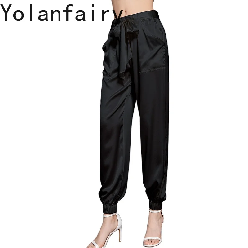 YOLANFAIRY 19MM 95% Real Mulberry Silk Pants Woman Spring Summer 2026 Fashion Small Foot Trousers Lace-up Casual Pants Pantalone
YOLANFAIRY 19MM 95% Real Mulberry Silk Pants Woman Spring Summer 2026 Fashion Small Foot Trousers Lace-up Casual Pants Pantalone