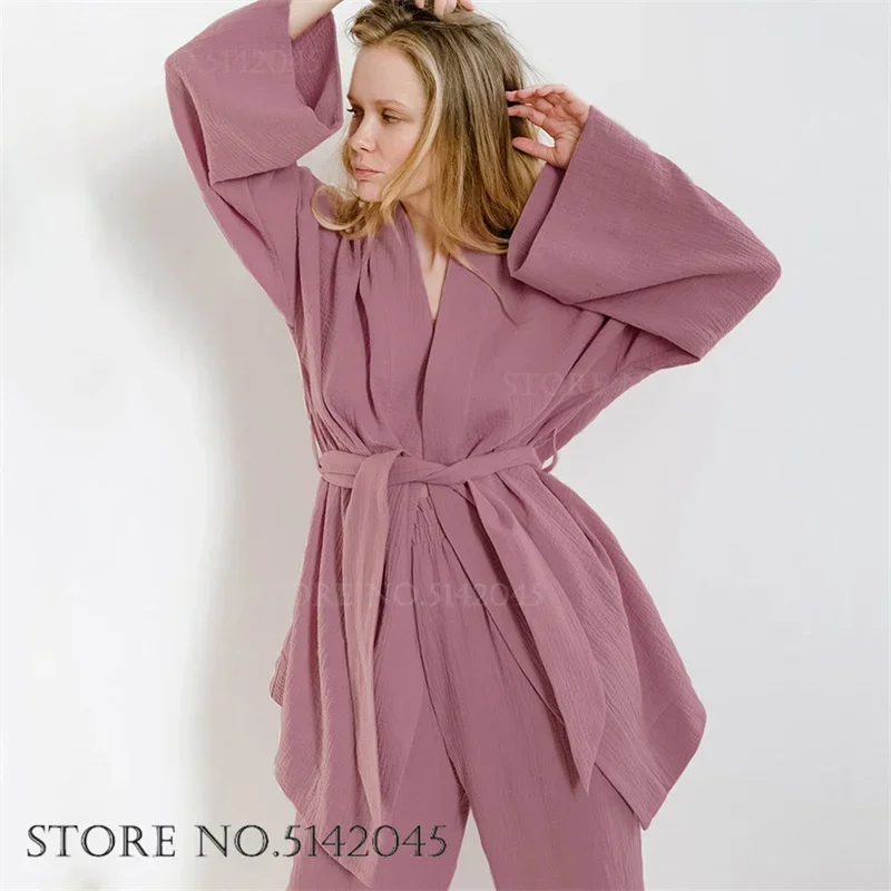 Fashion Female Pajamas Set Loungewear Loose Casual Long Sleeve Cardigan Trouser Pijamas Suit Elegant French Style Sleepwear
Fashion Female Pajamas Set Loungewear Loose Casual Long Sleeve Cardigan Trouser Pijamas Suit Elegant French Style Sleepwear
