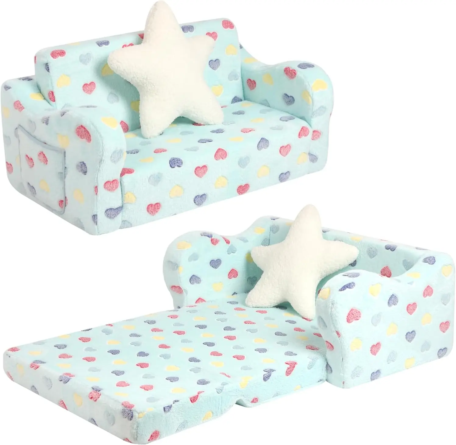 Extra Wider Seating Toddler Couch, 2-In-1 Toddler Soft Couch Fold Out With Star Pillow, Convertible Sofa To Lounger For Girls
Extra Wider Seating Toddler Couch, 2-In-1 Toddler Soft Couch Fold Out With Star Pillow, Convertible Sofa To Lounger For Girls