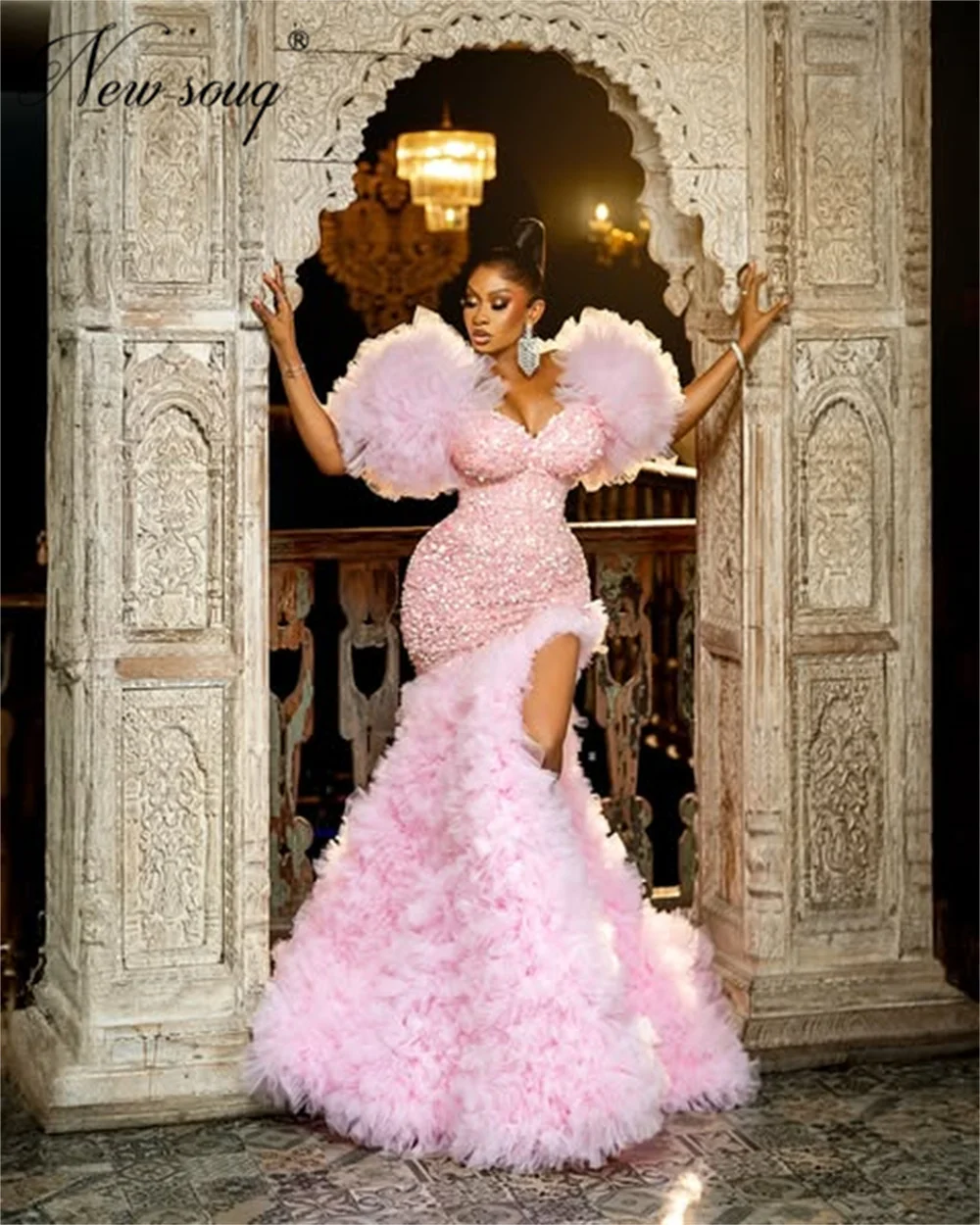 African Pink Mermaid Evening Dresses Elegant Tiered Formal Occasion Dress Vestidos De Noche Customized Beads Wedding Party Gowns
African Pink Mermaid Evening Dresses Elegant Tiered Formal Occasion Dress Vestidos De Noche Customized Beads Wedding Party Gowns
