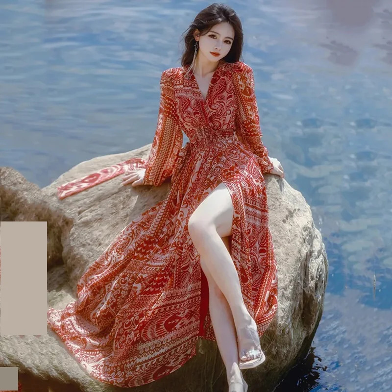 Beach Long Print Dress Women's Spring 2023 Fashion Seaside Holiday Style French Dresses V-Neck Sexy Split Party Vestidos Female
Beach Long Print Dress Women's Spring 2023 Fashion Seaside Holiday Style French Dresses V-Neck Sexy Split Party Vestidos Female