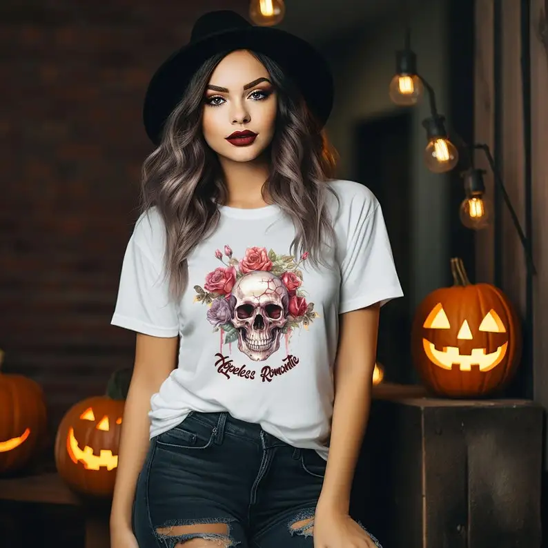 Enchanted Rose and Skull "Hopeless Romantic" Women's Soft Cotton Slim Fit T-Shirt
Enchanted Rose and Skull "Hopeless Romantic" Women's Soft Cotton Slim Fit T-Shirt
