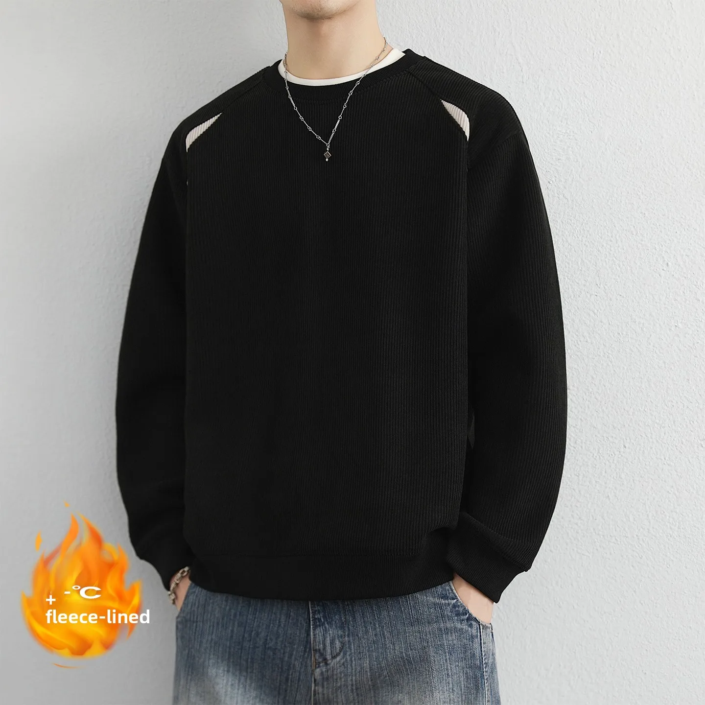 Men's Fce Lined Thiened Hoodie Long Sve Loose Fit Autumn Winter Casual Sle round Ne T-irt Faionable New Arrival
Men's Fce Lined Thiened Hoodie Long Sve Loose Fit Autumn Winter Casual Sle round Ne T-irt Faionable New Arrival