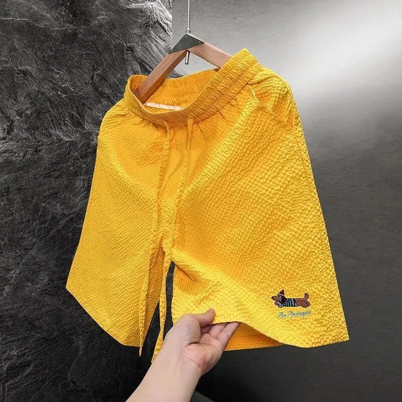 Summer Mens Embroidered Bubble Shorts Beach Casual Breathable Five-Quarter Length Loose Fit Elastic Waist Straight Leg Shorts
Summer Mens Embroidered Bubble Shorts Beach Casual Breathable Five-Quarter Length Loose Fit Elastic Waist Straight Leg Shorts