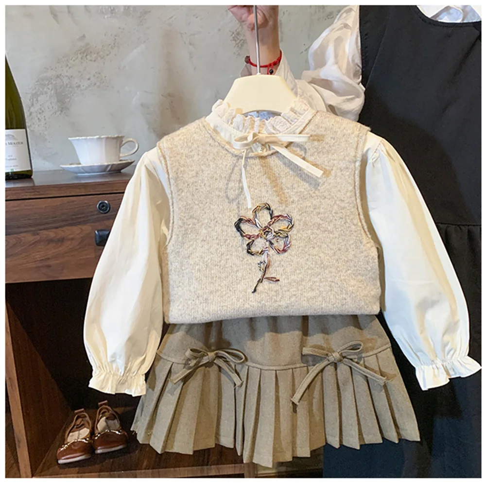 Girl Clothes Sets Autumn Spring Kids Child Girl Cardigan Knitted Vest Shirt Skirt Clothes Suit Children Girl 3pcs Clothing Sets
Girl Clothes Sets Autumn Spring Kids Child Girl Cardigan Knitted Vest Shirt Skirt Clothes Suit Children Girl 3pcs Clothing Sets
