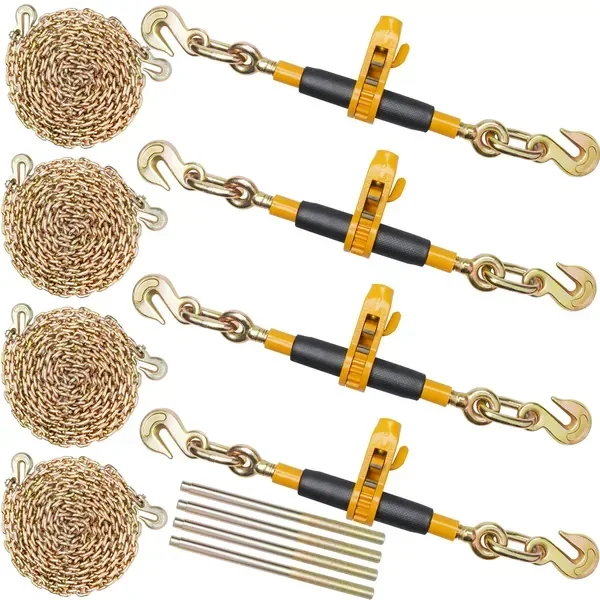 Ratchet Chain Binder, 5/16'-3/8' Heavy Duty Load Binders, with G80 Chains 7100 lbs Secure Load Limit
Ratchet Chain Binder, 5/16'-3/8' Heavy Duty Load Binders, with G80 Chains 7100 lbs Secure Load Limit