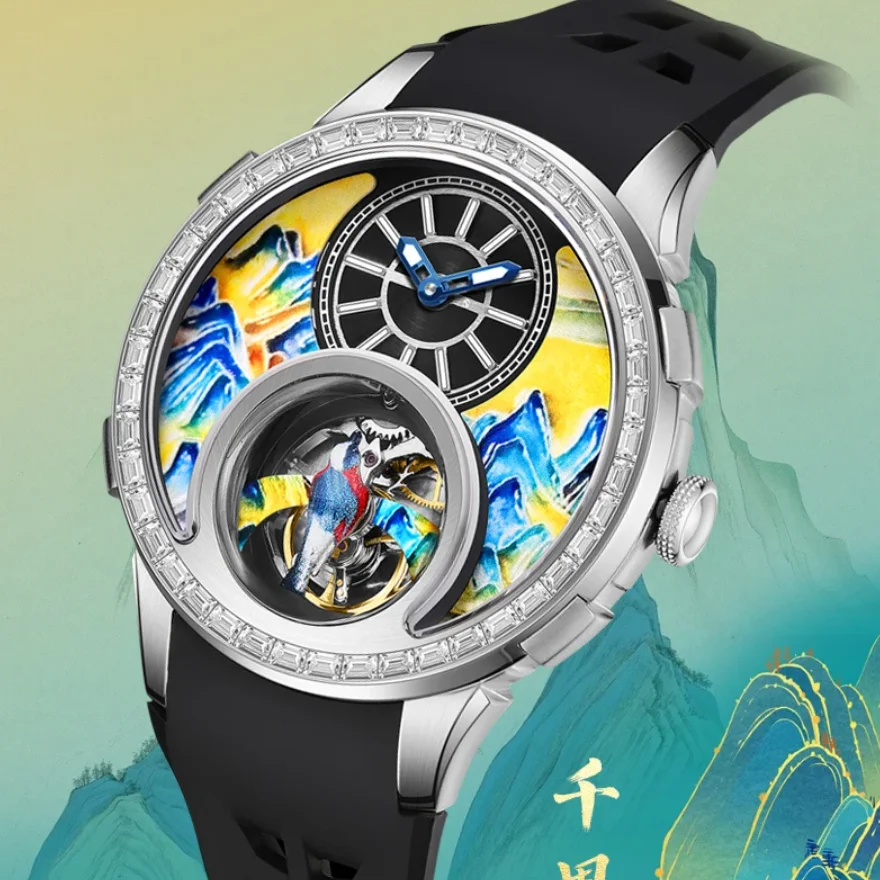 HANBORO Men Automatic Watch Mechanical Wristwatch Luminous Enamel Carved Painted Dial Bubble Mirror Skeleton Rotatable Bird
HANBORO Men Automatic Watch Mechanical Wristwatch Luminous Enamel Carved Painted Dial Bubble Mirror Skeleton Rotatable Bird
