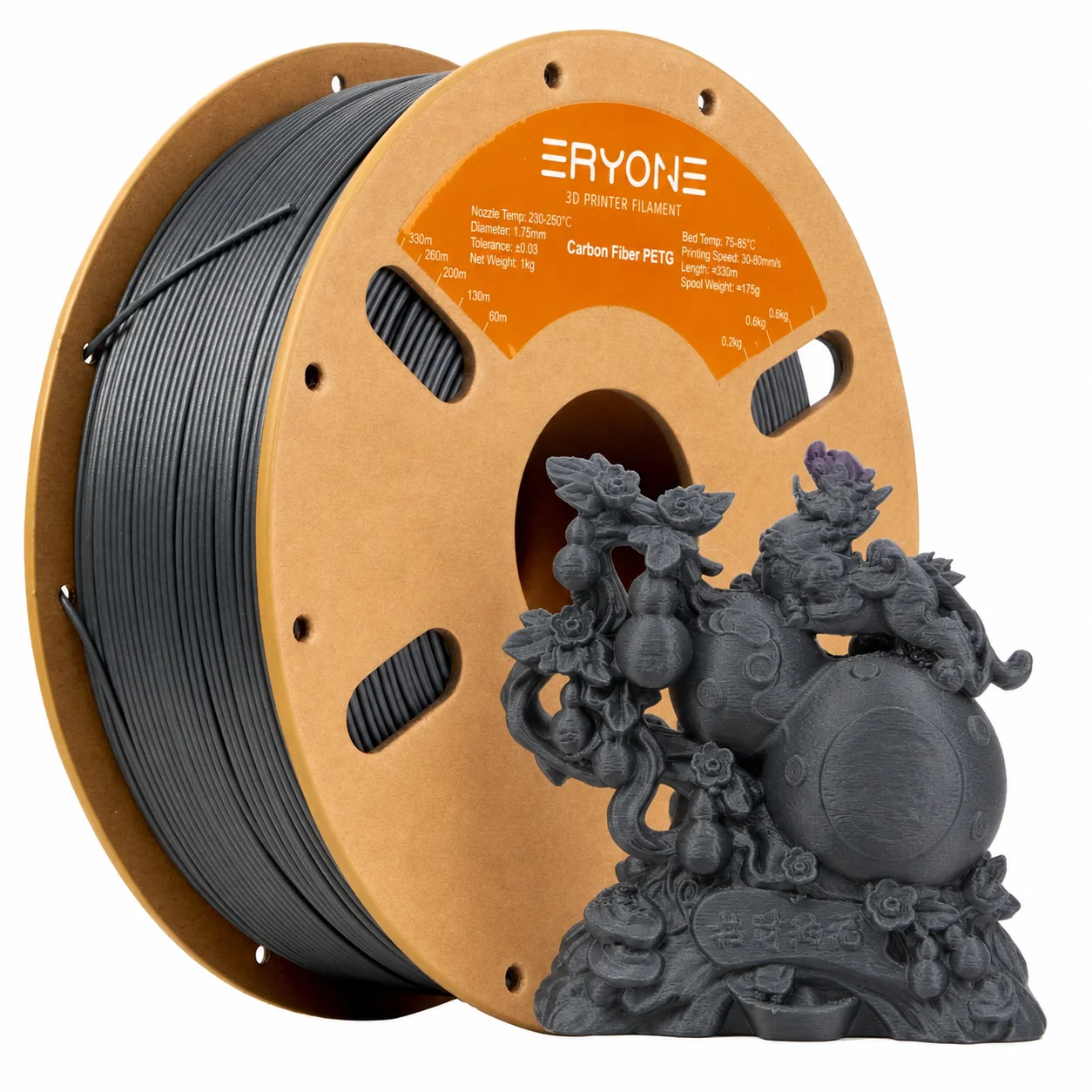 Eryone 1KG PETG Carbon Fiber Filament 1.75mm, 15% CF High Rigidity 3D Printer Filament, +/-0.03mm
Eryone 1KG PETG Carbon Fiber Filament 1.75mm, 15% CF High Rigidity 3D Printer Filament, +/-0.03mm