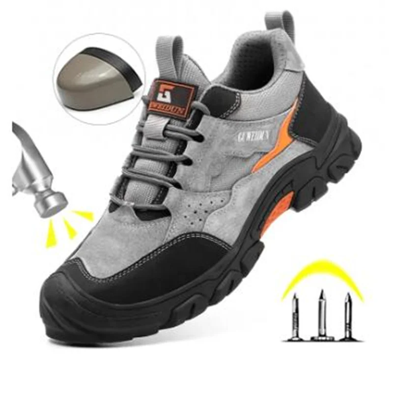 Cowhide safety shoes, steel pointed breathable bulletproof safety boots, indestructible work shoes
Cowhide safety shoes, steel pointed breathable bulletproof safety boots, indestructible work shoes