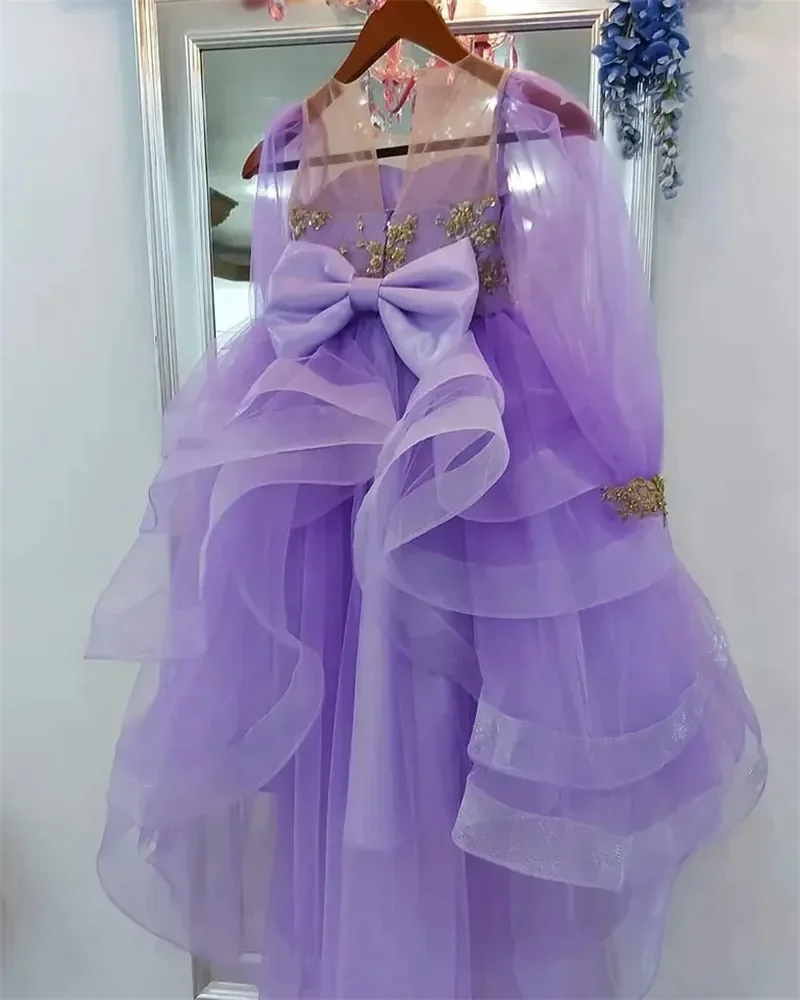 Purple Princess Tulle Flower Girls Dress Sequined Long Sleeves Pleated A-Line Dresses Girls First Communion Birthday Party Gowns
Purple Princess Tulle Flower Girls Dress Sequined Long Sleeves Pleated A-Line Dresses Girls First Communion Birthday Party Gowns