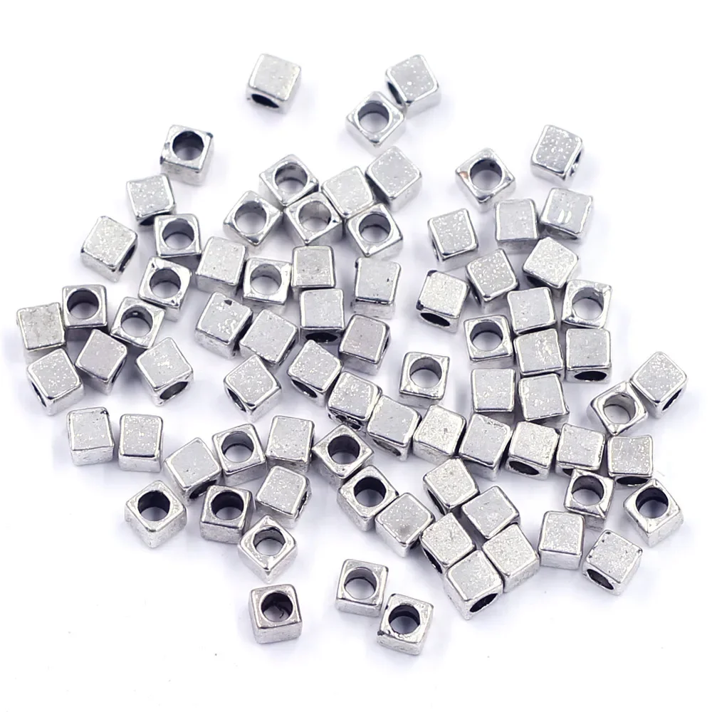 100Pcs Spacer Beads Tiny Cube Square Zinc Metal Alloy Silver Tone For Charms Bracelets Jewelry DIY Making Findings 4x4mm
100Pcs Spacer Beads Tiny Cube Square Zinc Metal Alloy Silver Tone For Charms Bracelets Jewelry DIY Making Findings 4x4mm