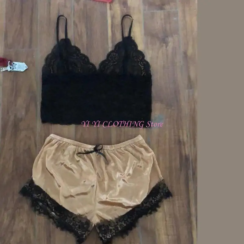 N5KF Womens 2Pcs Lace Cami Crop Top and Satins Shorts Lingerie Pajamas Set Sleepwear
N5KF Womens 2Pcs Lace Cami Crop Top and Satins Shorts Lingerie Pajamas Set Sleepwear