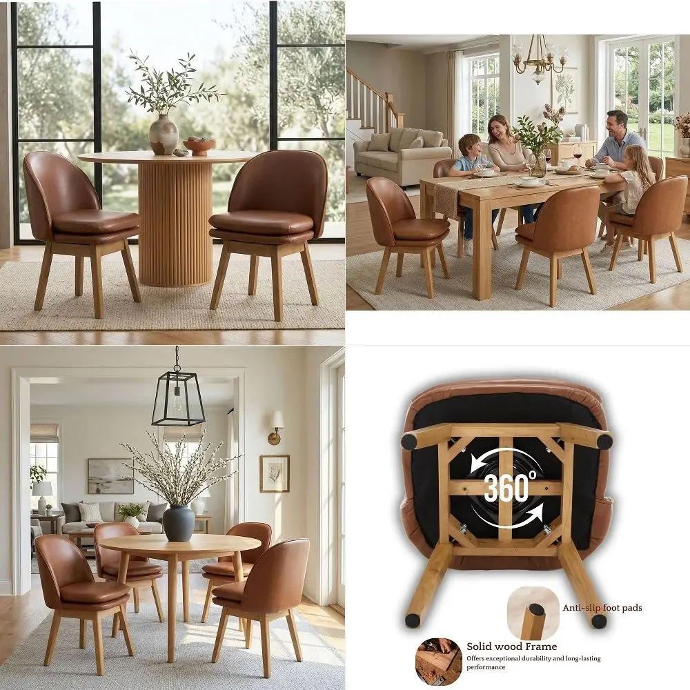 Modern Swivel Dining Chairs Set of 2, MidCentury 19 Inch Dining Chairs with Backrests and Beech Wood Legs, PU Leather Upholster
Modern Swivel Dining Chairs Set of 2, MidCentury 19 Inch Dining Chairs with Backrests and Beech Wood Legs, PU Leather Upholster