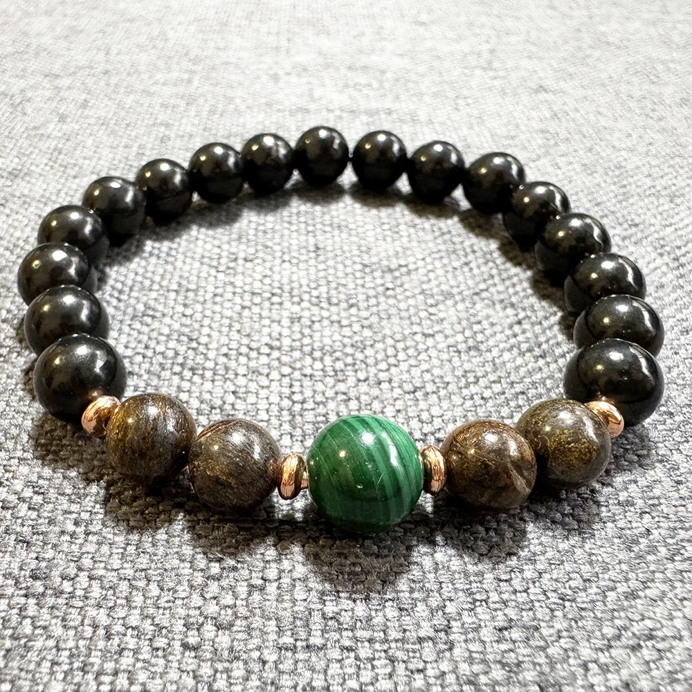 MG2394 10 MM Malachite Bronze Beads High Carbon Russia Shungite Beads Bracelet
MG2394 10 MM Malachite Bronze Beads High Carbon Russia Shungite Beads Bracelet