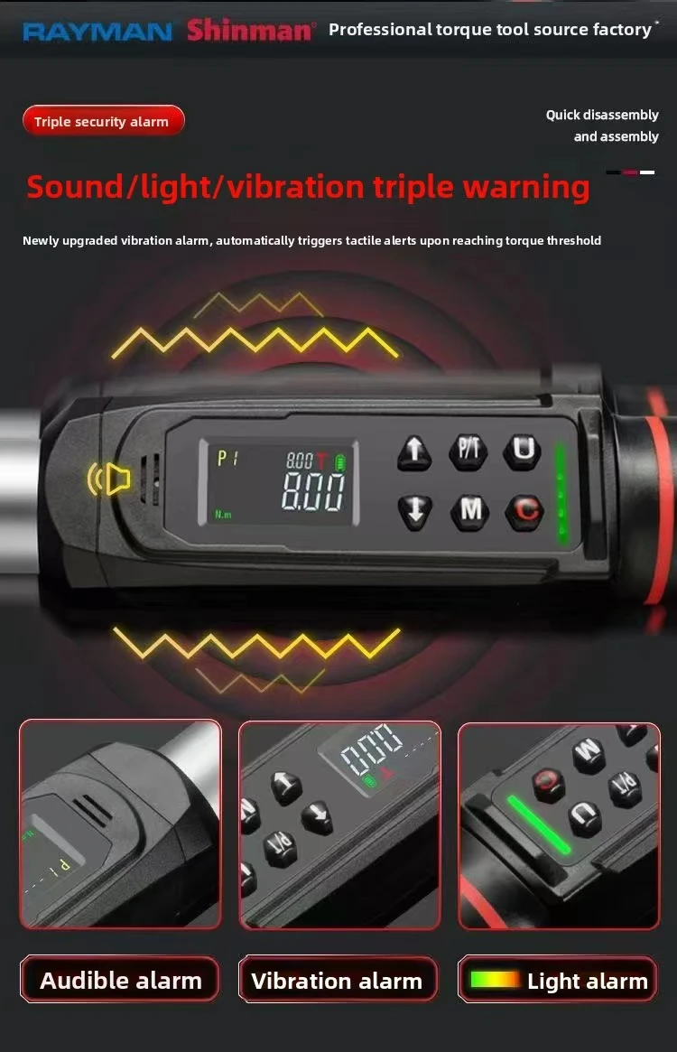 Electronic Digital Torque Wrench High-Precision Torque Wrench 16.1in Preset Values Audible/Visual Alarm with Vibration Five Meas
Electronic Digital Torque Wrench High-Precision Torque Wrench 16.1in Preset Values Audible/Visual Alarm with Vibration Five Meas