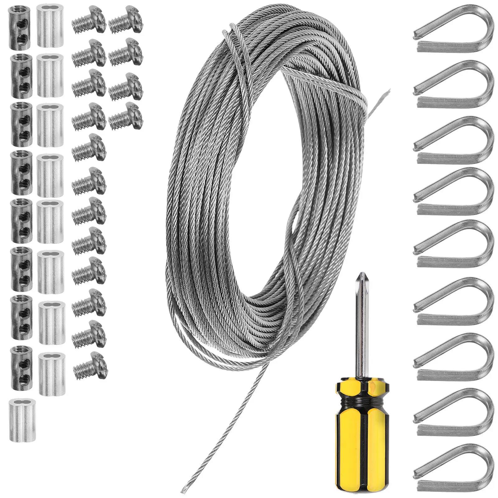 1Set Stainless Steel Wire Rope Kit Thimble Rope Rigging Cable Railing Kit Outdoor Garden Fence Clothesline Lighting
1Set Stainless Steel Wire Rope Kit Thimble Rope Rigging Cable Railing Kit Outdoor Garden Fence Clothesline Lighting