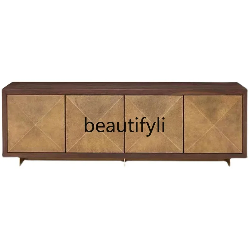 American retro floor cabinet light luxury stainless steel TV solid wood living room audio-visual cabinet customization
American retro floor cabinet light luxury stainless steel TV solid wood living room audio-visual cabinet customization
