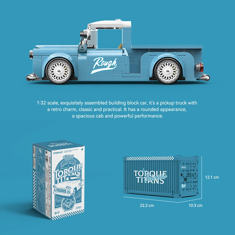 321pcs Retro Pickup Truck Building Blocks Technical Toroue Titans Street Blue Car Vehicle With Container Bricks Toys for Gifts
321pcs Retro Pickup Truck Building Blocks Technical Toroue Titans Street Blue Car Vehicle With Container Bricks Toys for Gifts